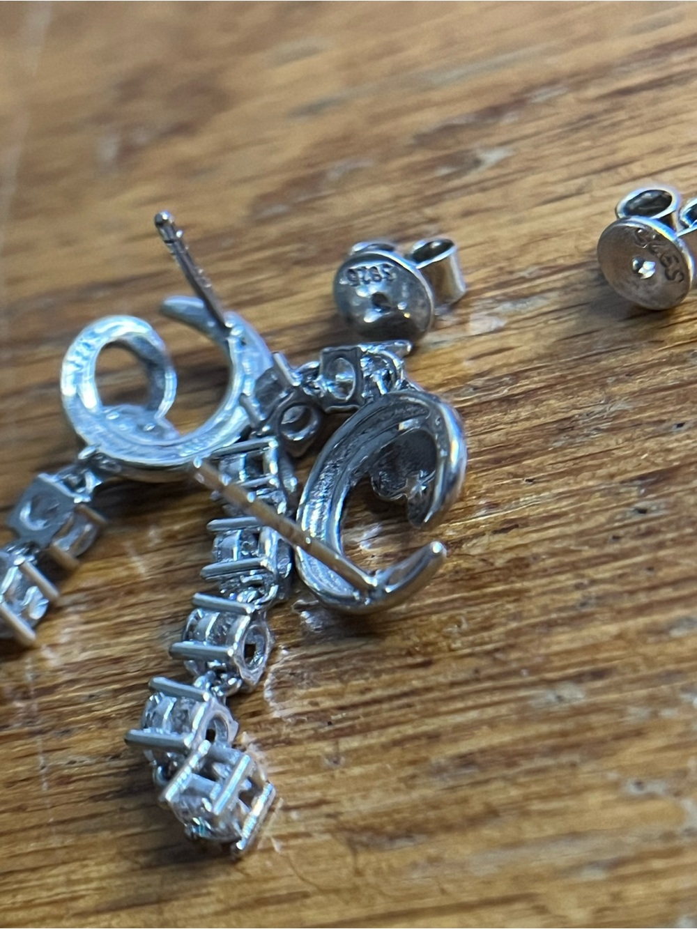 S925 Sterling Silver Dangle Earrings 1.40 CTW DTP 3mm - Picture 5 of 6
